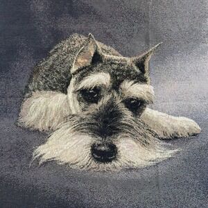 Picken Schnauzer Dog Woven Tapestry Throw Blanket Fringed Edge Grey 60x48‎